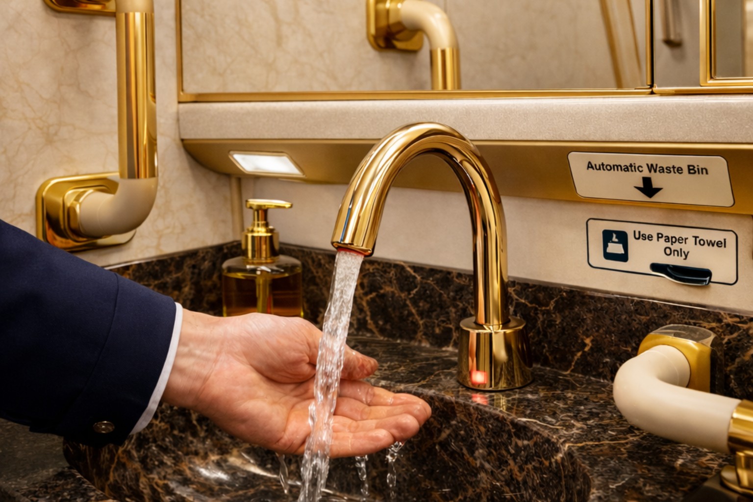 Thermostatic mixing valve connected to touchless commercial faucet system