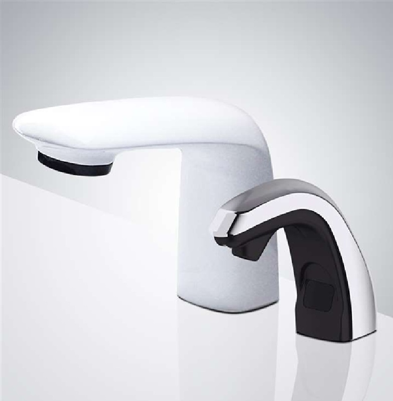 Fontana Brass Commercial Touchless Automatic Deck Mount Sensor Faucet with Matching Soap Dispenser in Chrome