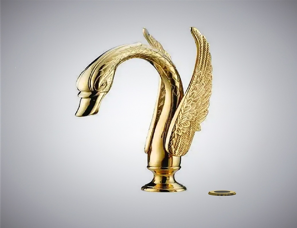 Fontana Acri Gold Deck-Mounted Hot And Cold Brass Bathroom Touchless Faucet