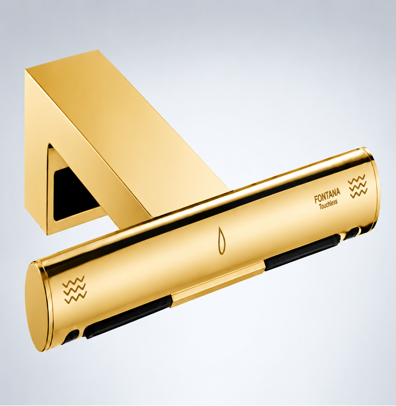 Fontana FSAD08 brushed gold wall-mounted automatic touchless sensor faucet with integrated high-speed hand dryer